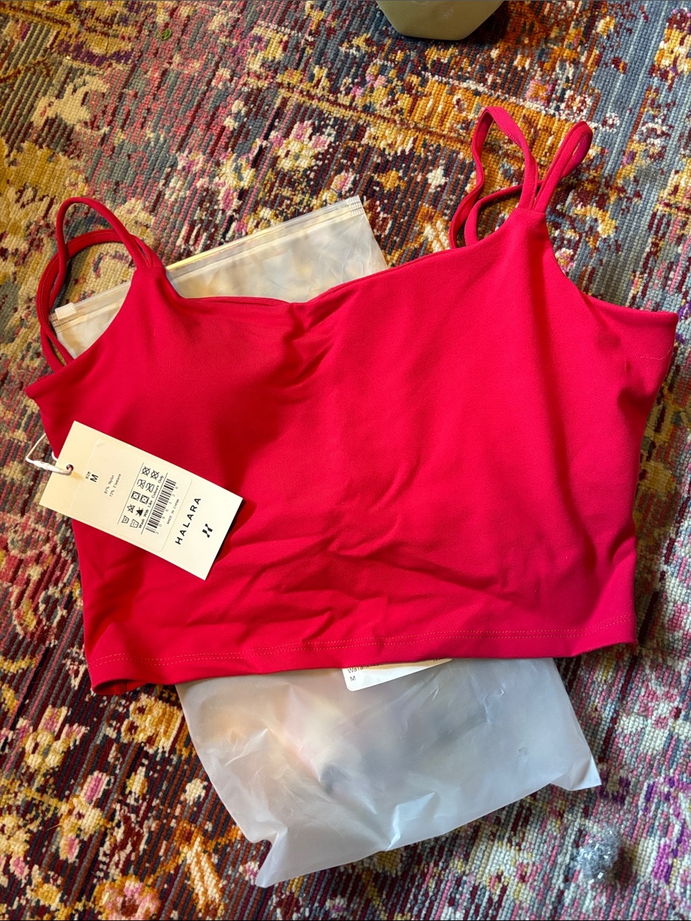 HALARA Hot Pink Cropped Camisole with Double Spaghetti Straps and low back